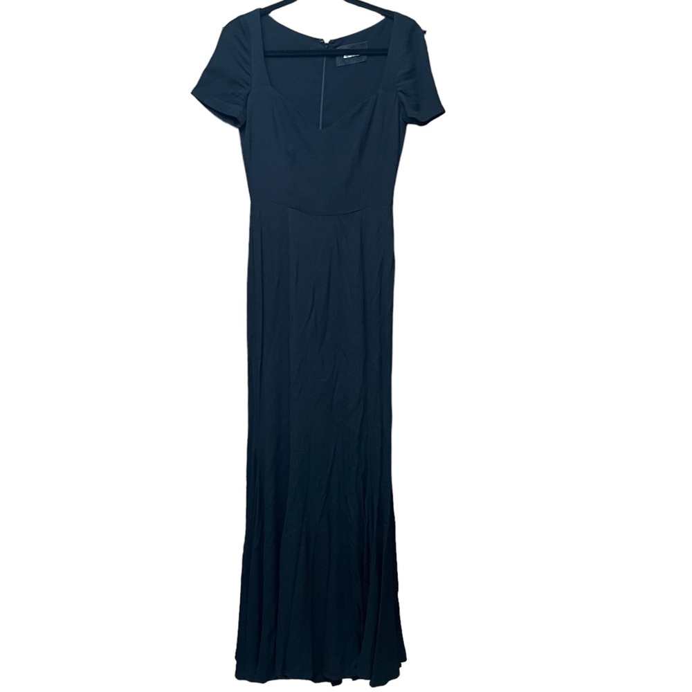Reformation Sweetheart V-Neck Short Sleeve Black Maxi Formal Dress Size 6